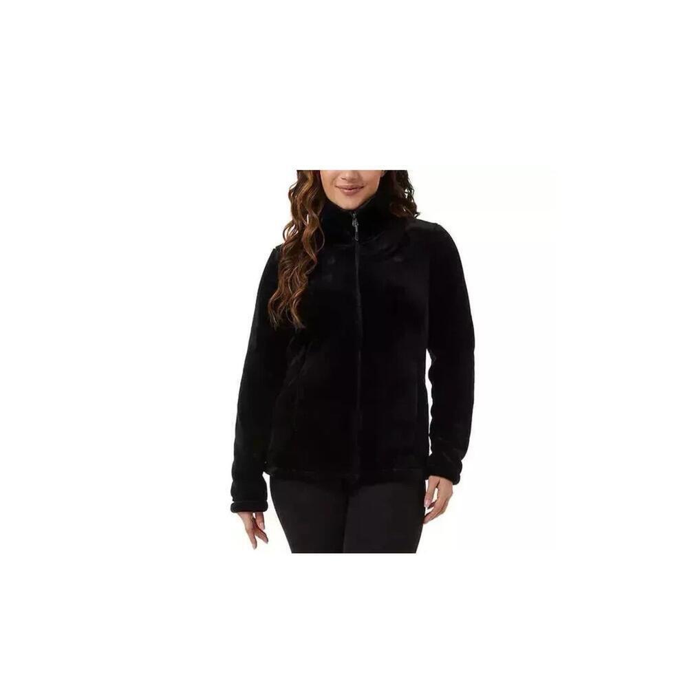 32 Degrees Heat Women's Plush Faux Fur Teddy Jacket, Black, Size L . BC